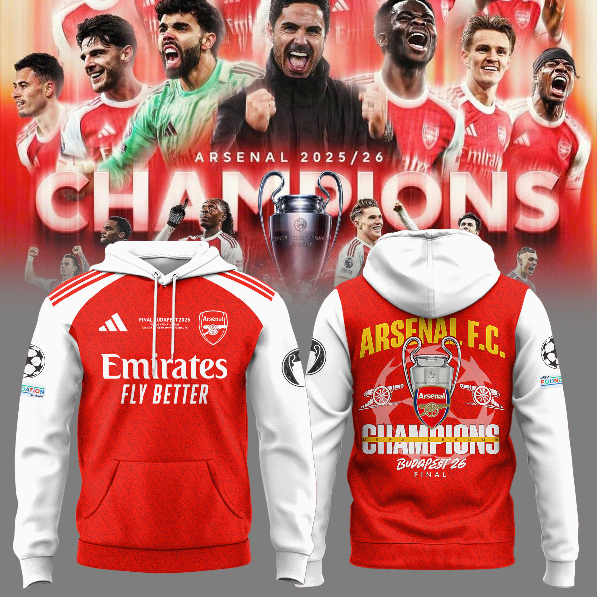 Arsenal Champions League Winners 25/26 Hoodie