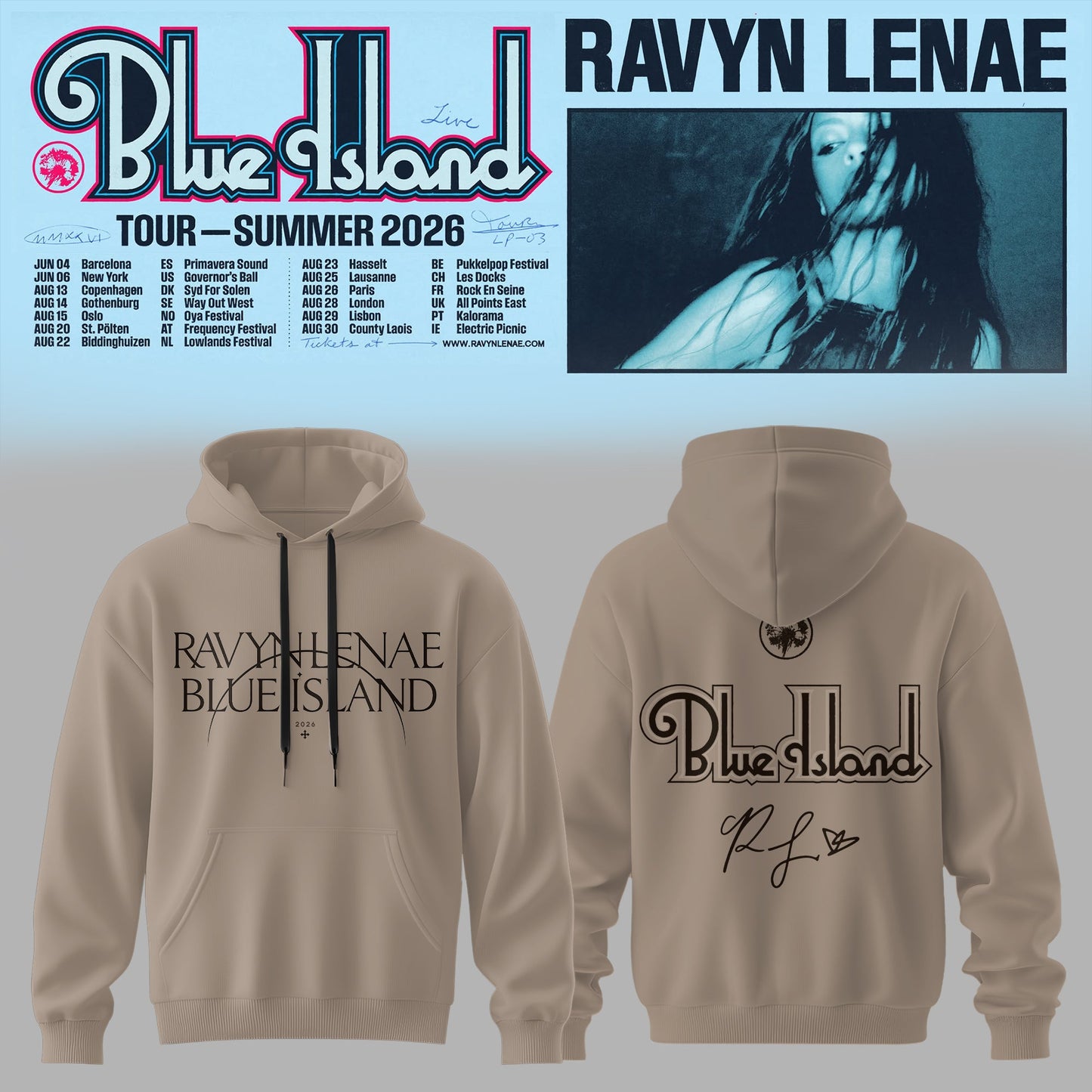 Ravyn Lenae “Blue Island” Tour Hoodie Collection Is Here
