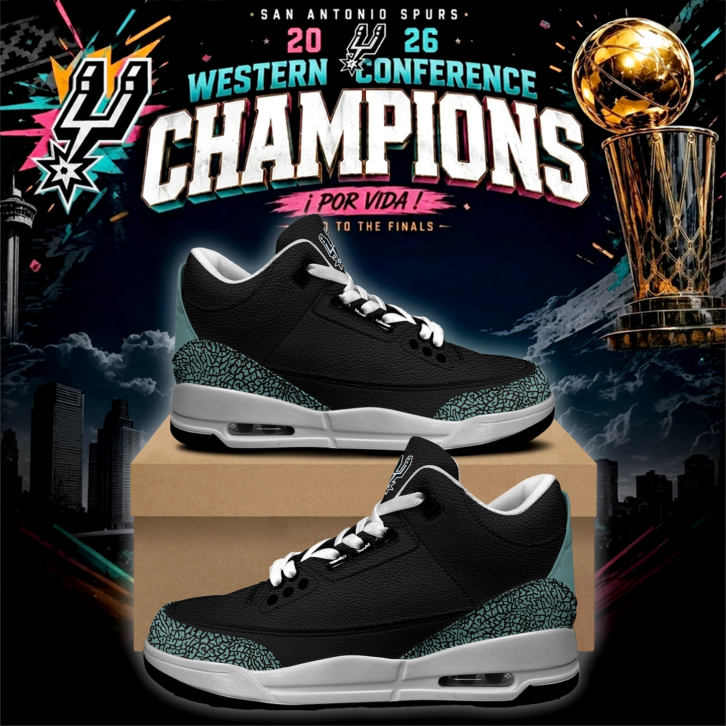 San Antonio Spurs Eastern Conference Champions Shoes V1