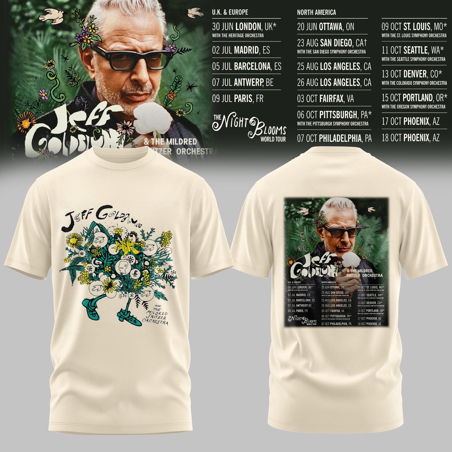 JEFF GOLDBLUM LIMITED EDITION TOUR TSHIRT COLLECTION