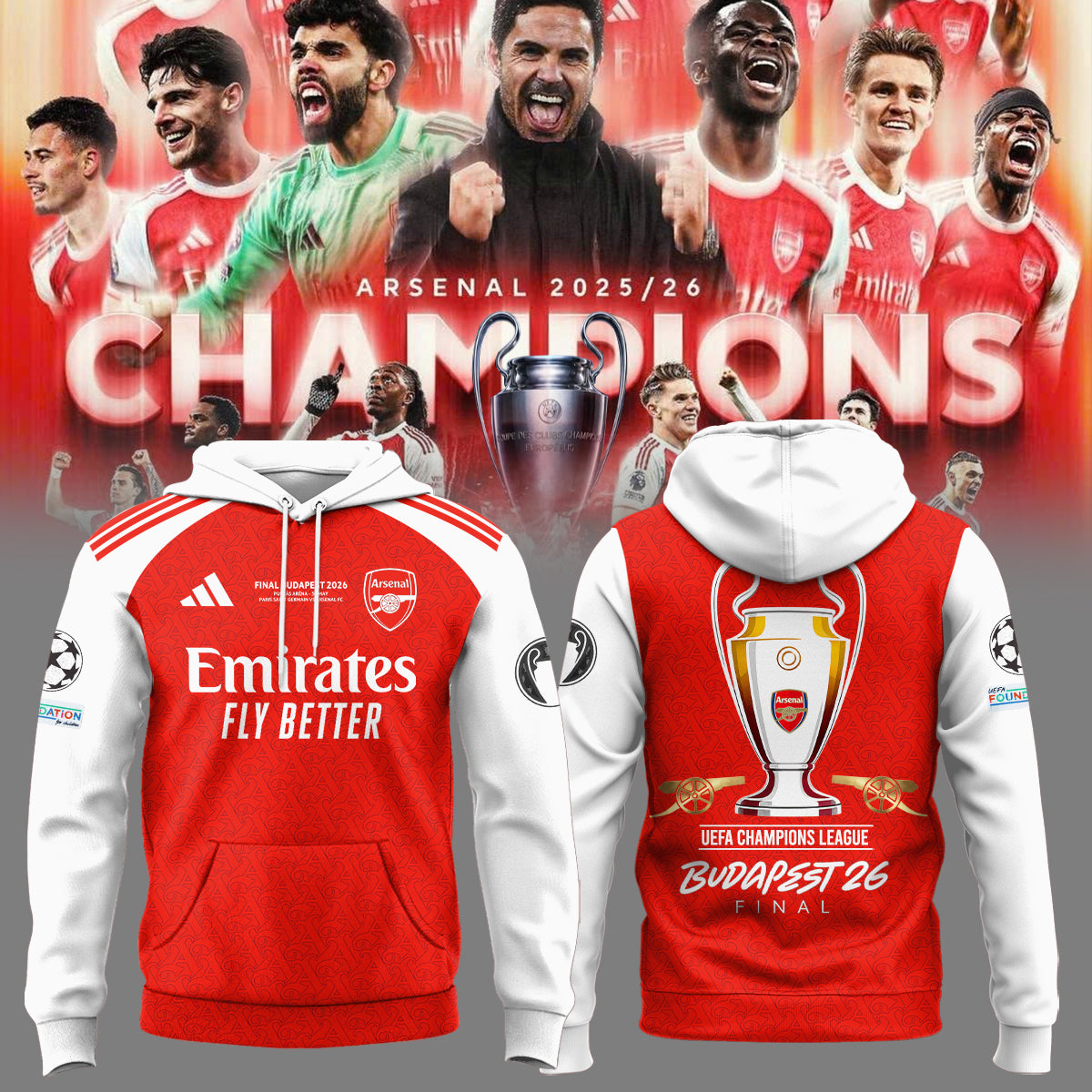 Arsenal Champions League Winners 25/26 Hoodie
