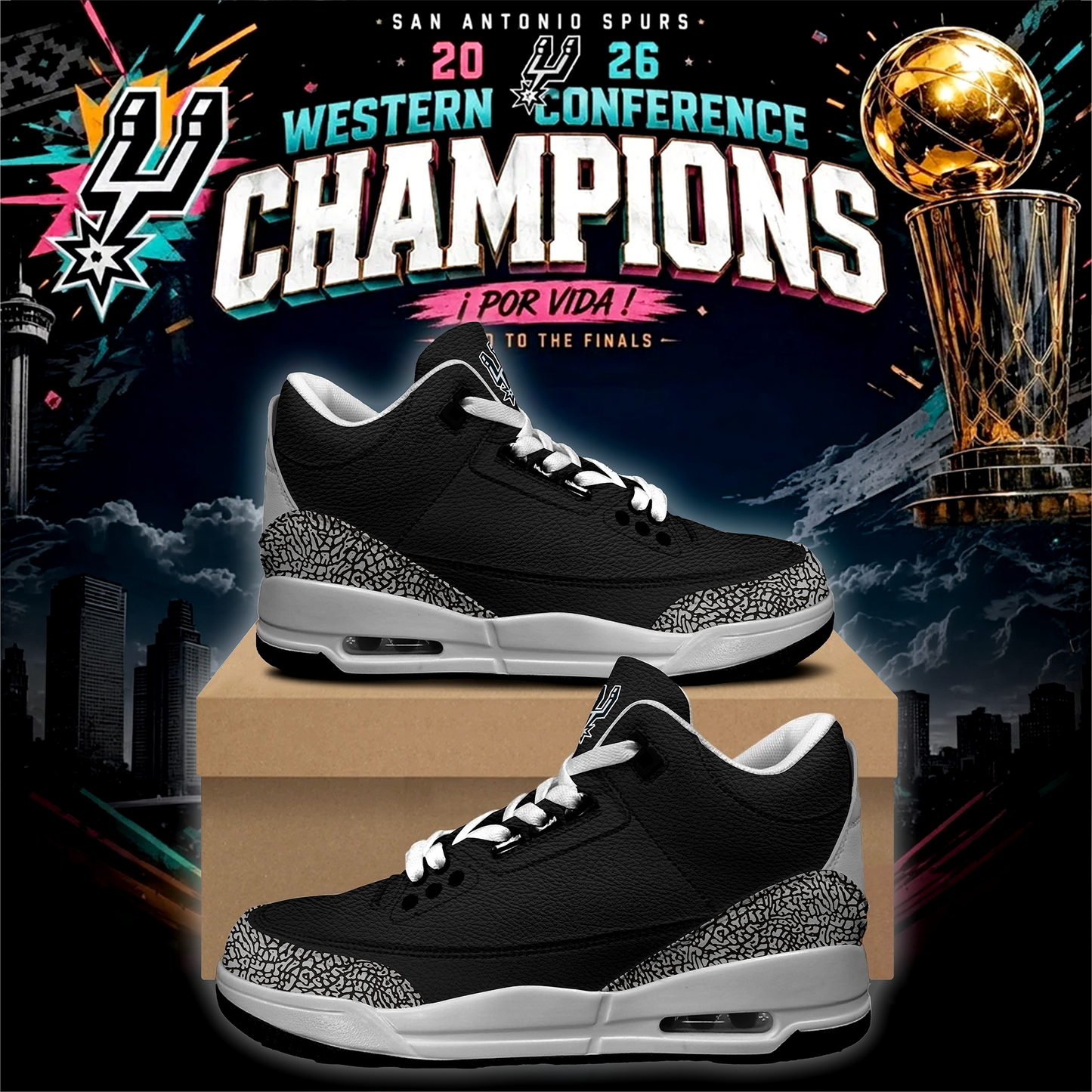 San Antonio Spurs Eastern Conference Champions Shoes V2