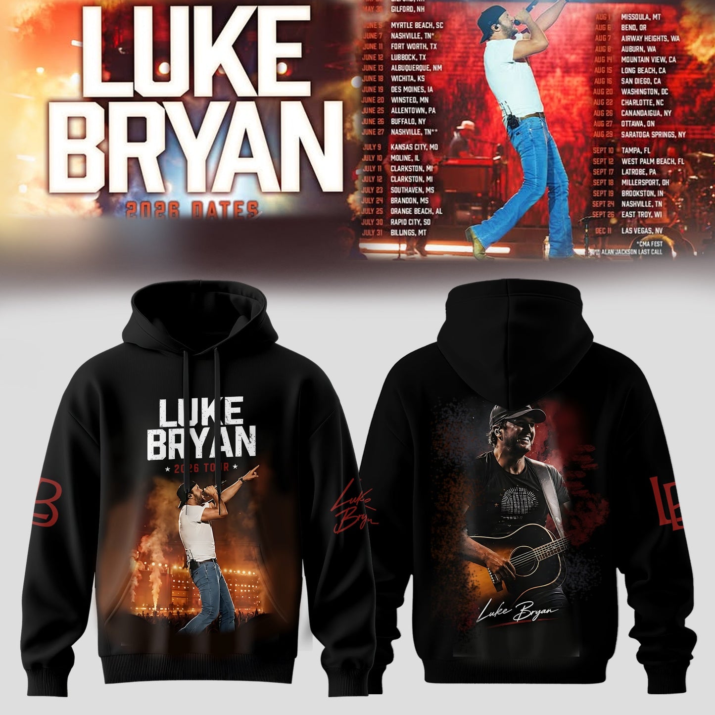 LUKE BRYAN 2026 TOUR MERCH – COUNTRY NIGHTS HOODIE