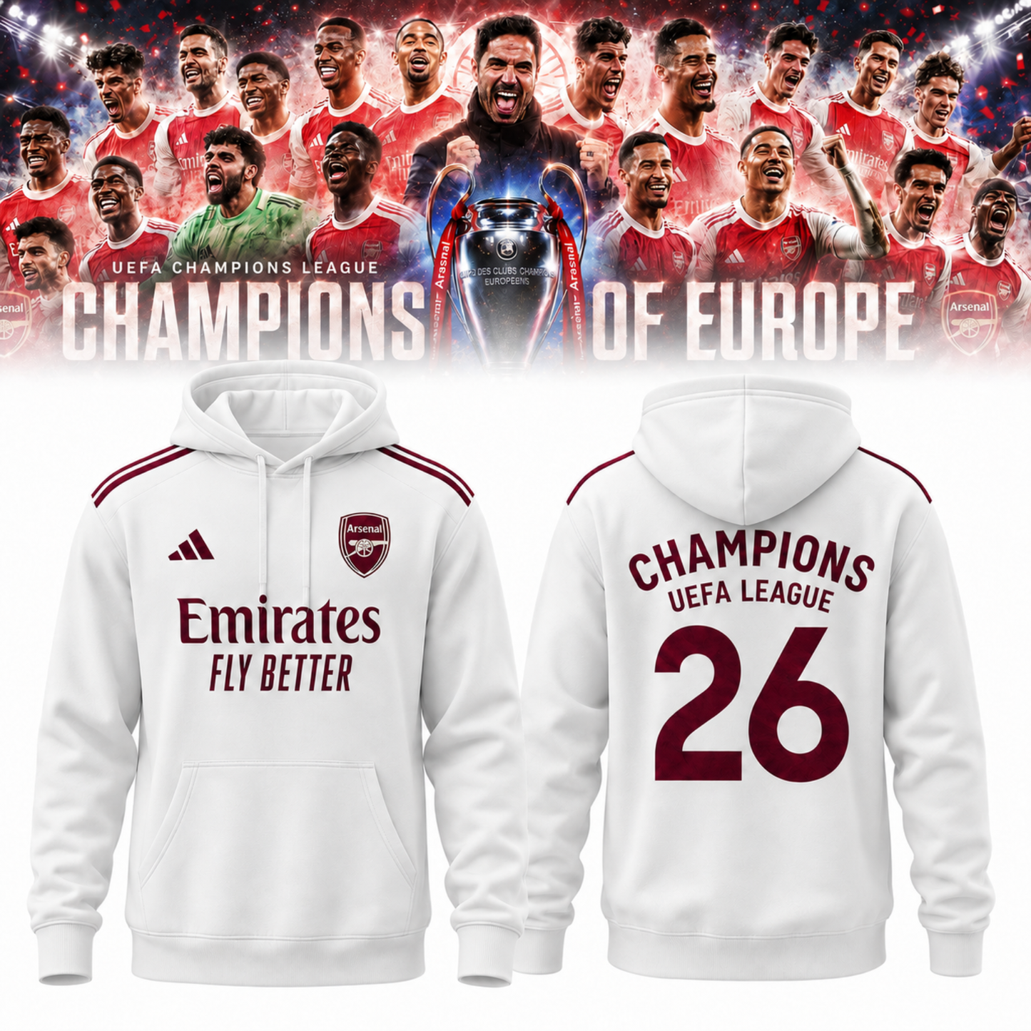 Arsenal Champions League Winners 25/26 Hoodie