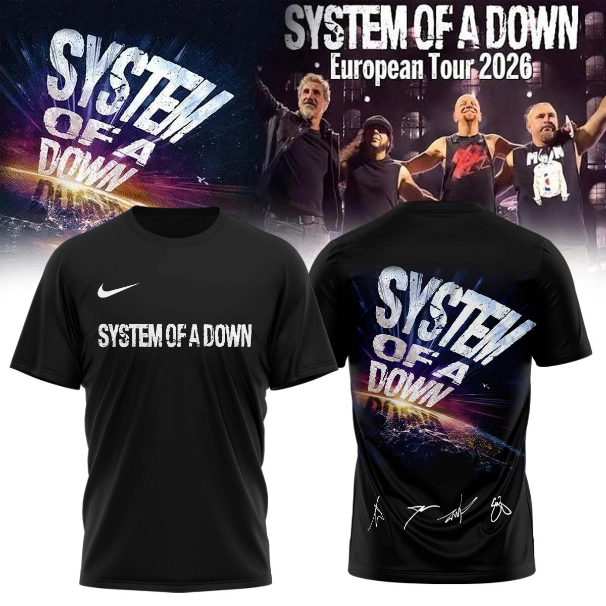 .System Of A Down European Tour 2026 Limited Edition Signature – Tshirt