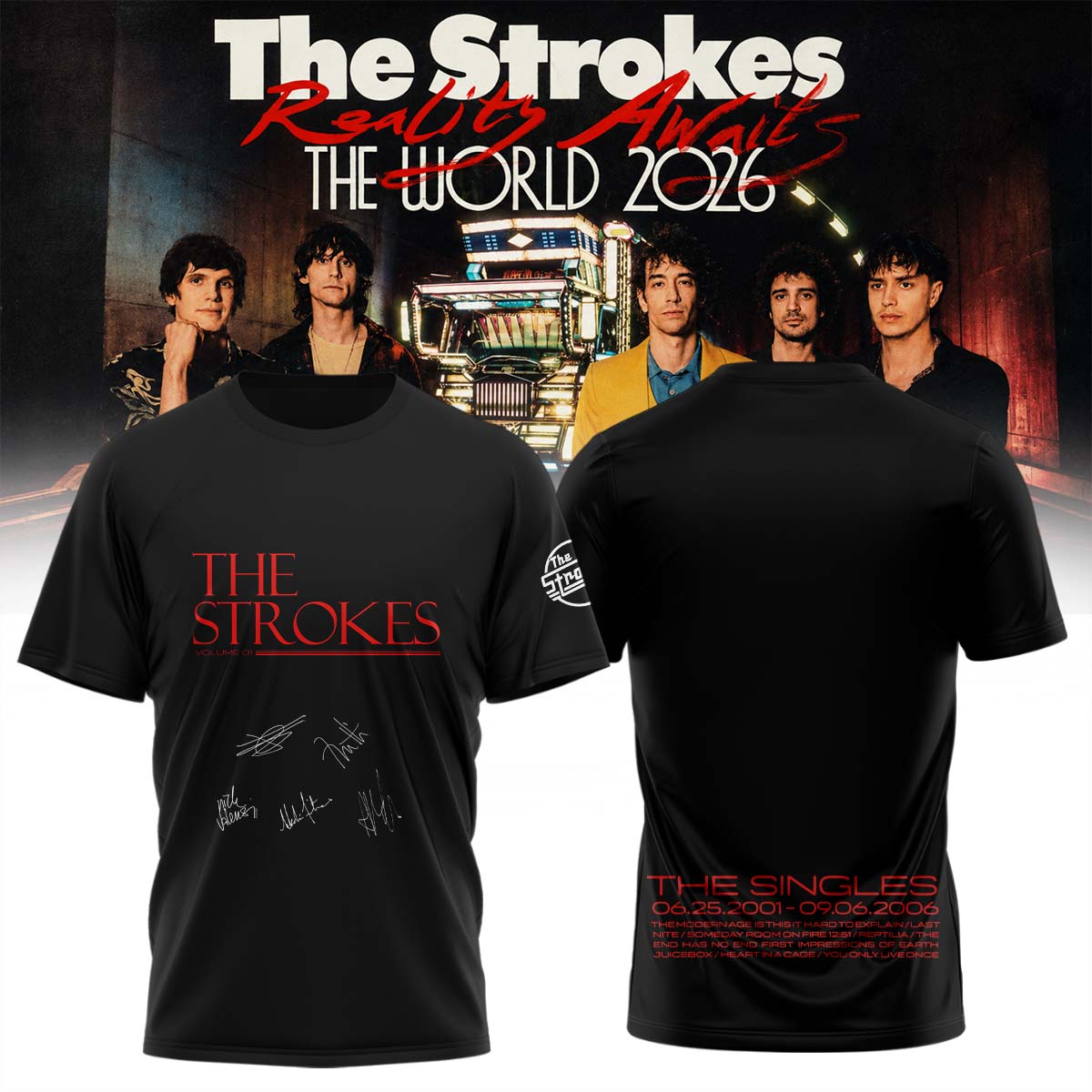 The Strokes “Reality Awaits Tour 2026” Signature Limited Edition – Tshirt