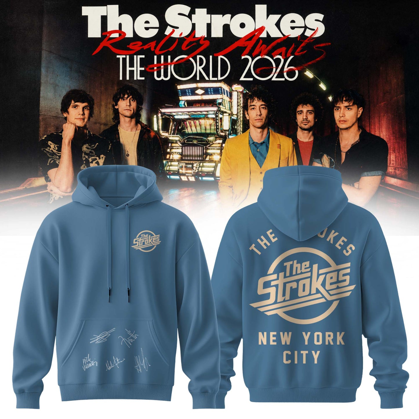 ,The Strokes “Reality Awaits Tour 2026” Signature Limited Edition – Hoodie
