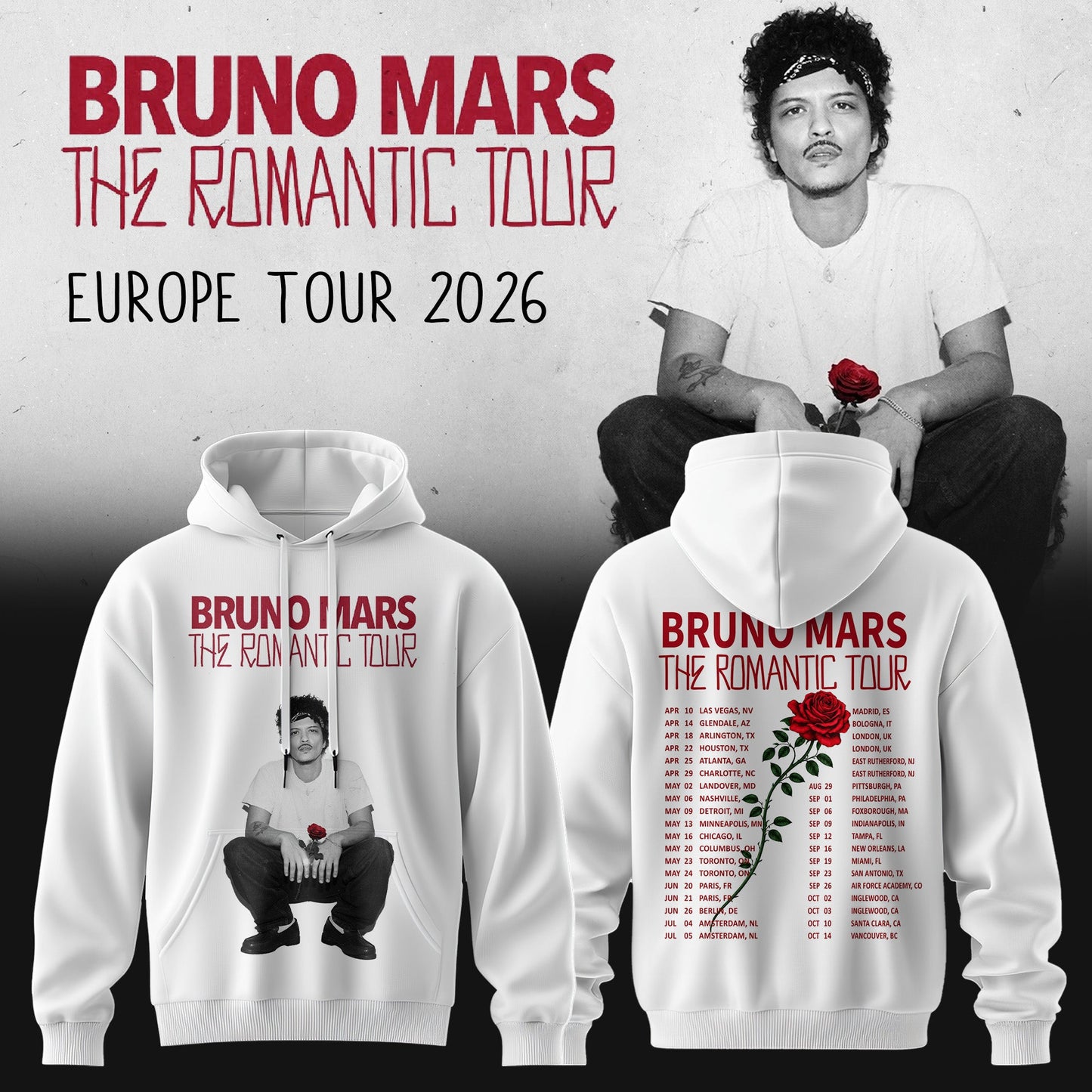 _Bruno Mars – The Romantic Tour US & UK 2026 Limited Hoodie