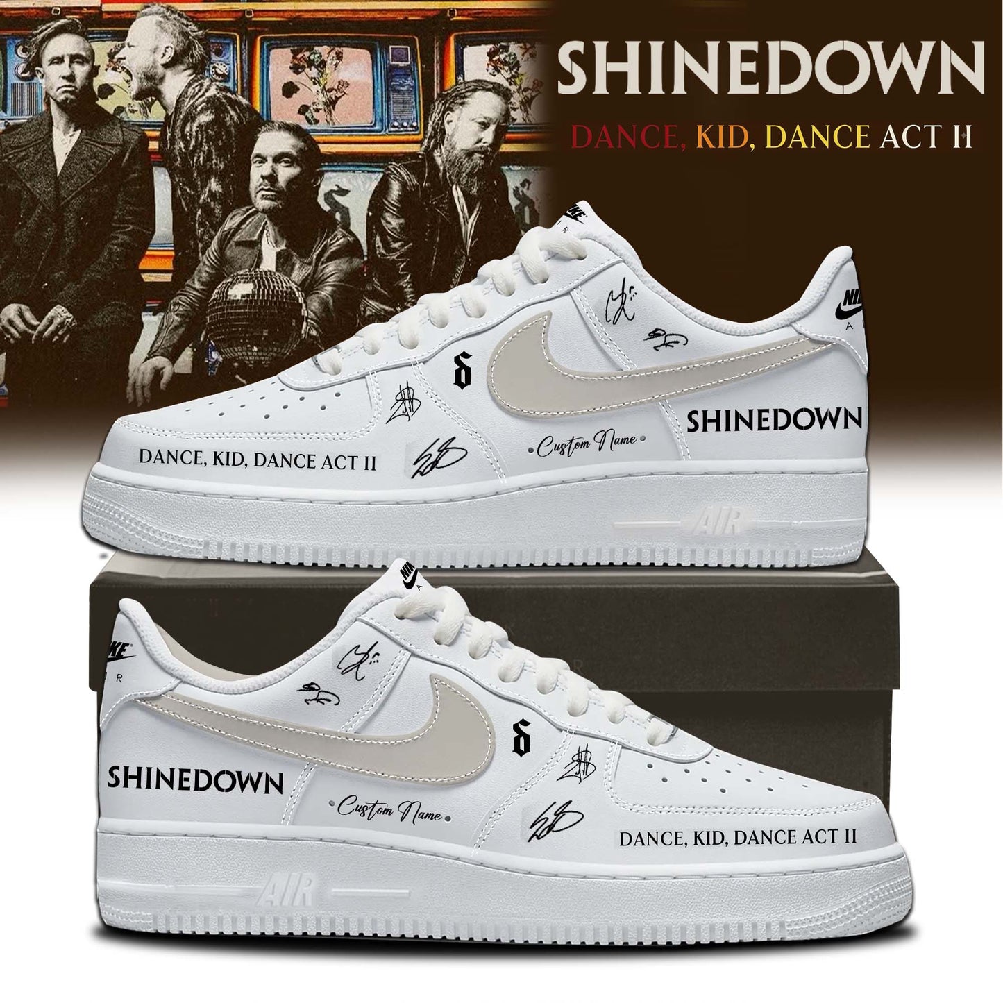 ,,SHINEDOWN “Dance Kid Dance Act II World Tour” 2026 Signed – Shoes 1-4