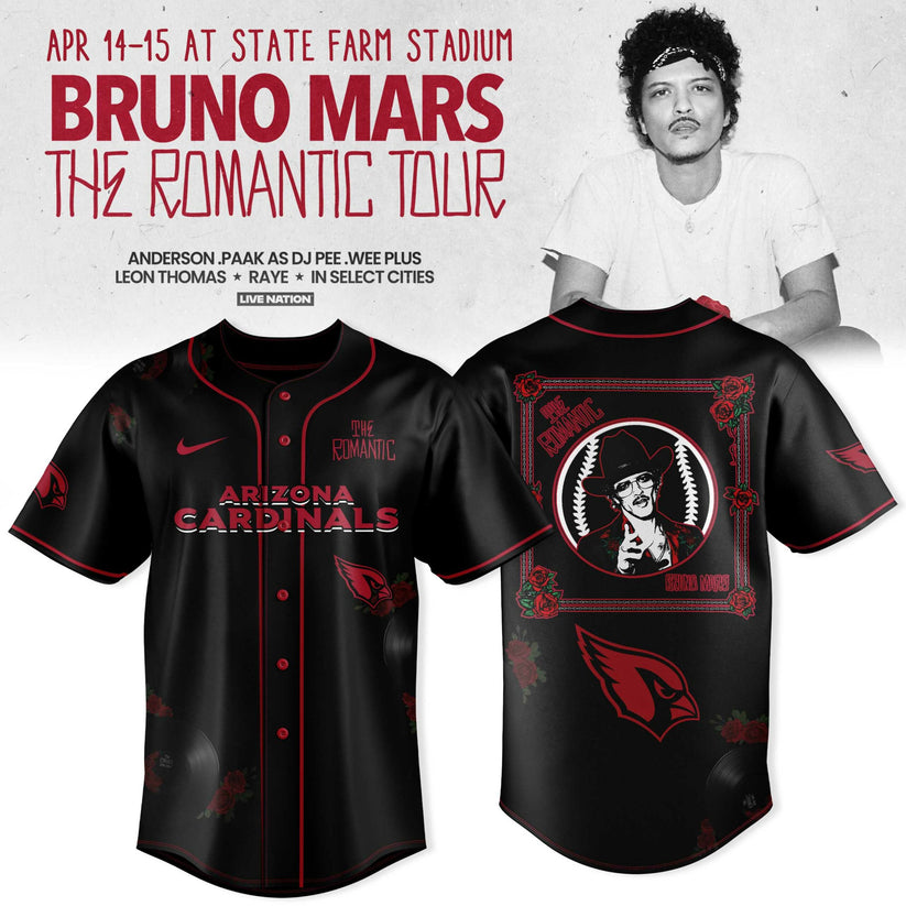 Arizona Cardinals x Bruno Mars – The Romantic Tour 2026 Jersey