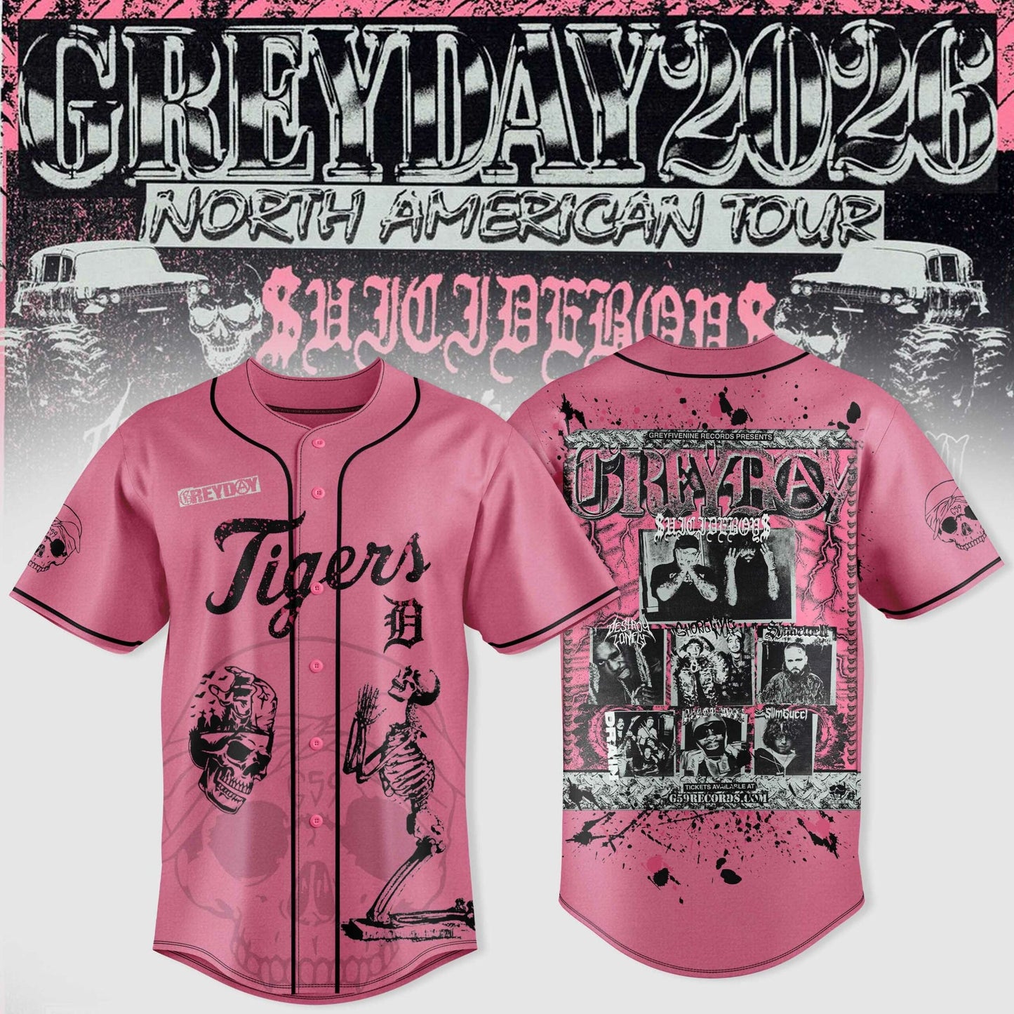 Detroit Tigers X $uicideboy$ Greyday 2026 – North American Tour Jersey