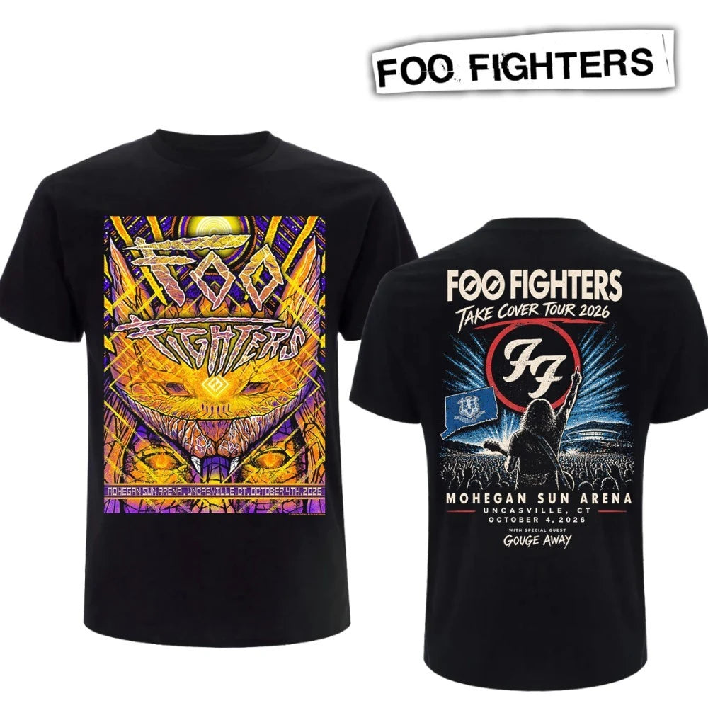 Foo Fighters Uncasville CT Concert T-Shirt – Mohegan Sun Arena October 4, 2026 Take Cover Tour 2-Sided Band Merch Tee