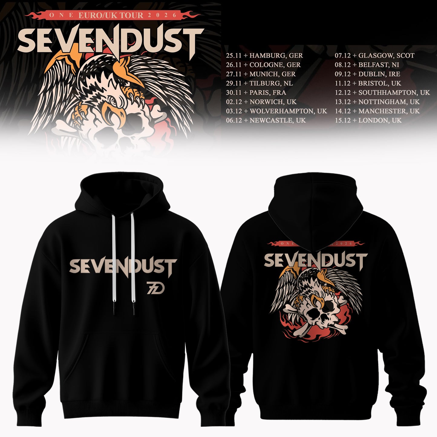 Sevendust 2026 Europe & UK Tour Limited Hoodie