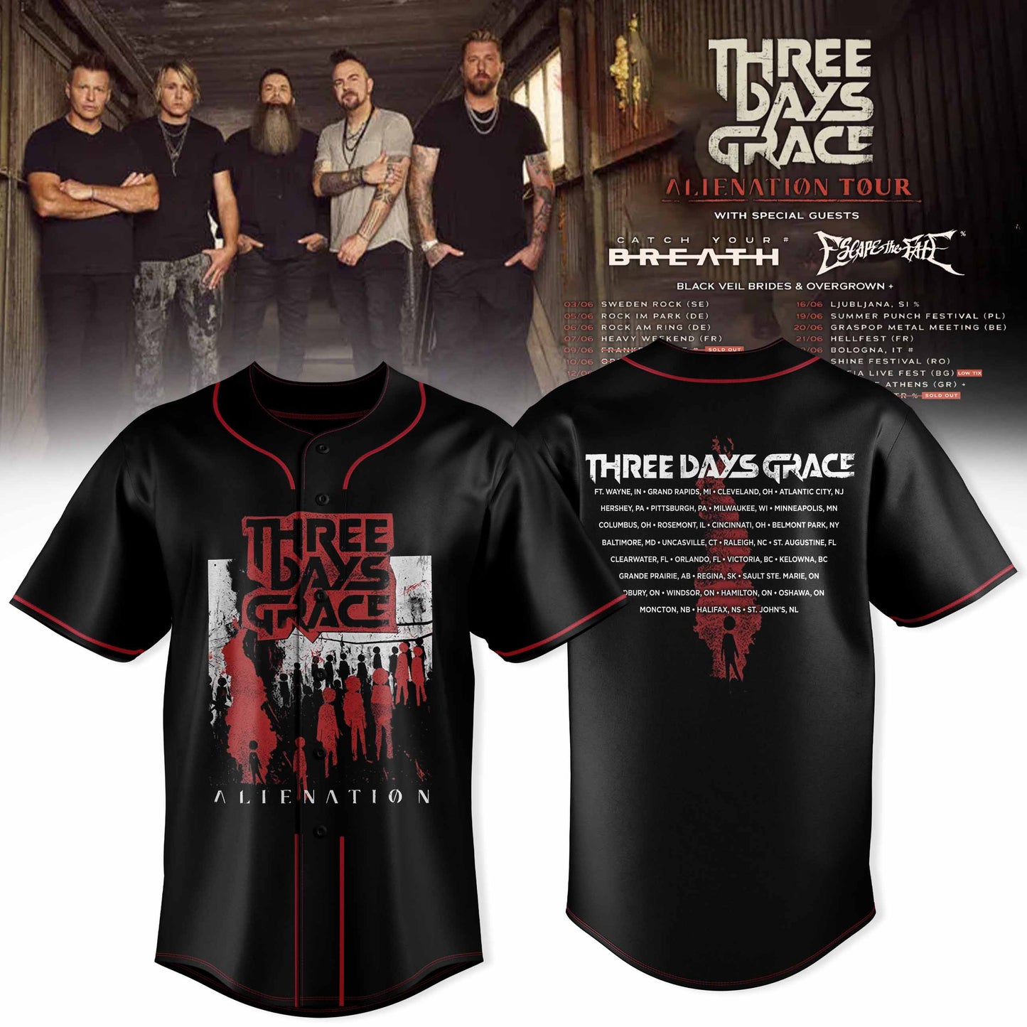 THREE DAYS GRACE – ALIENATION TOUR 2026 OFFICIAL JERSEY COLLECTION