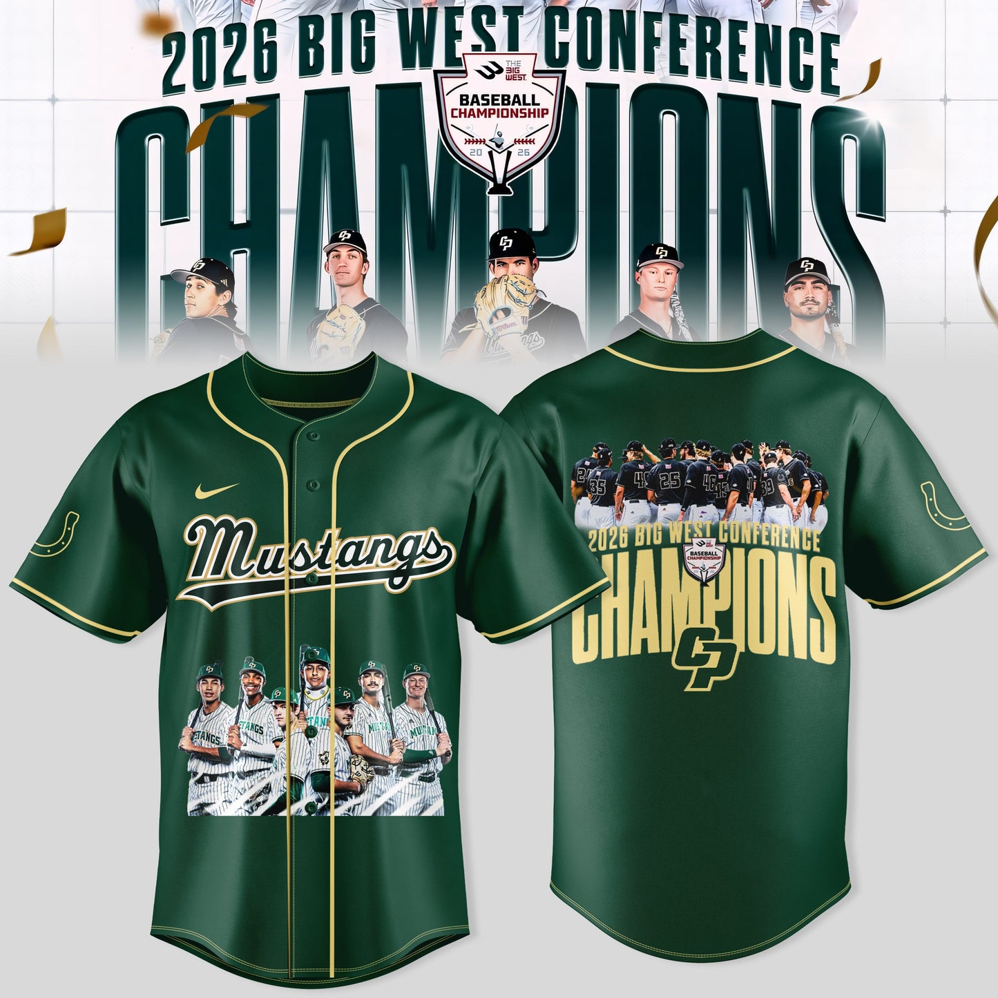 _ Big West Conference 2026 Champions – Cal Poly Mustangs Baseball Jersey
