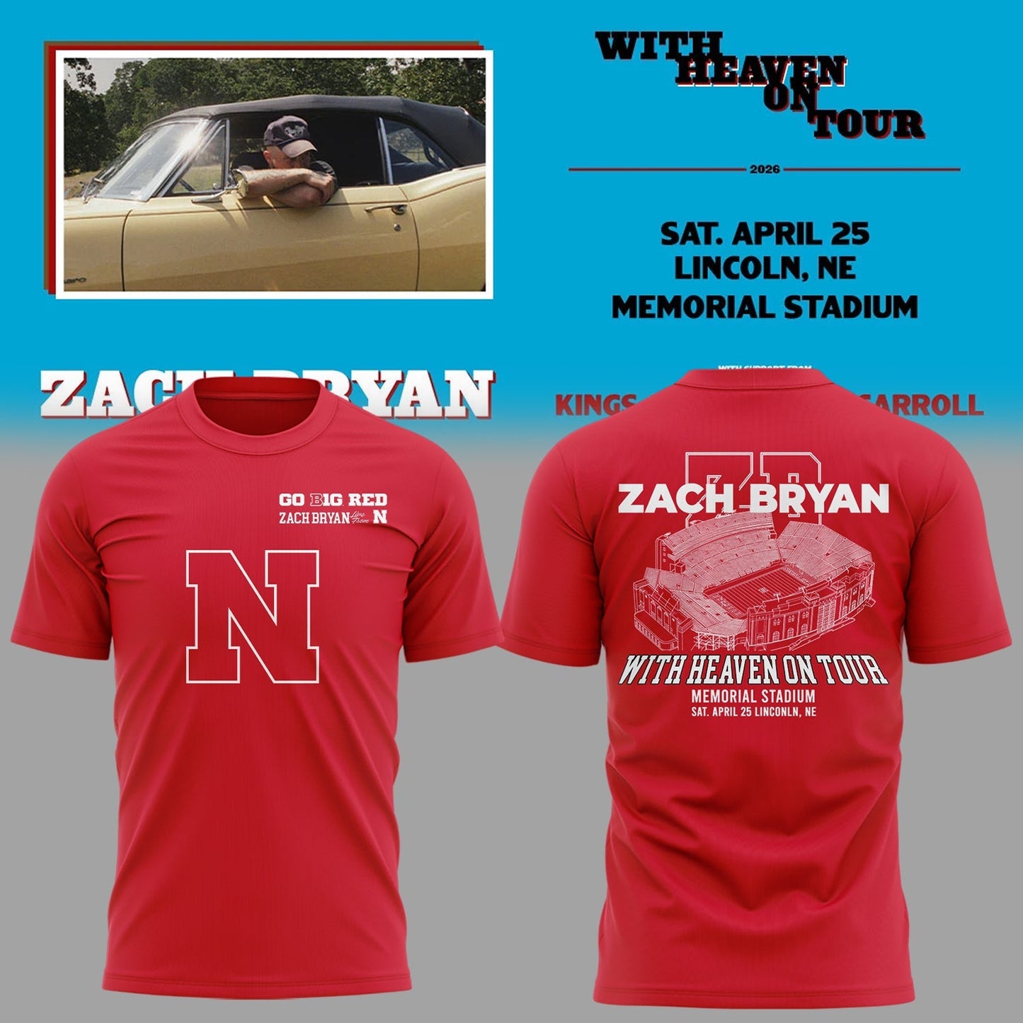 Limited Edition “With Heaven On Tour 2026” at Memorial Stadium Tshirt