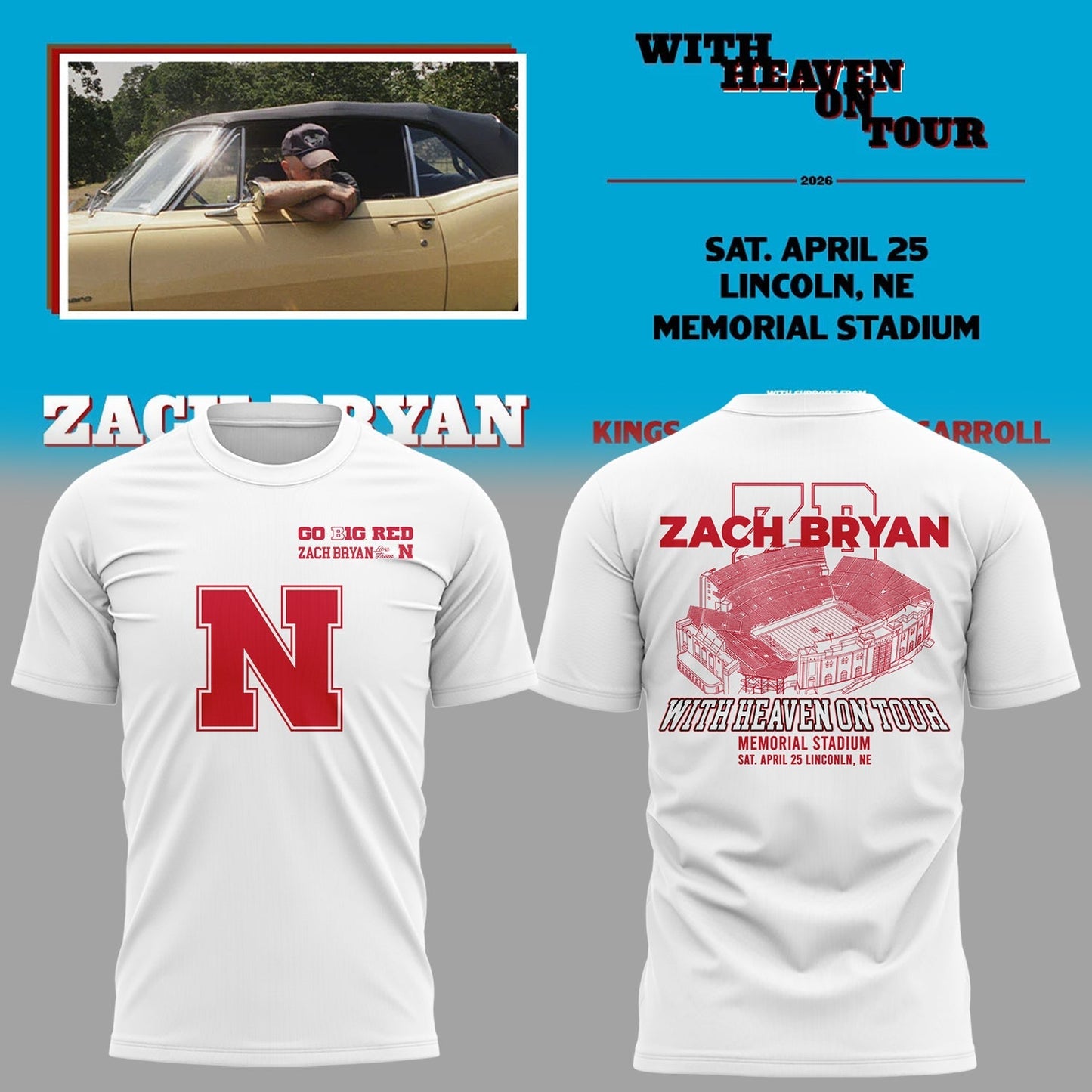Limited Edition “With Heaven On Tour 2026” at Memorial Stadium Tshirt