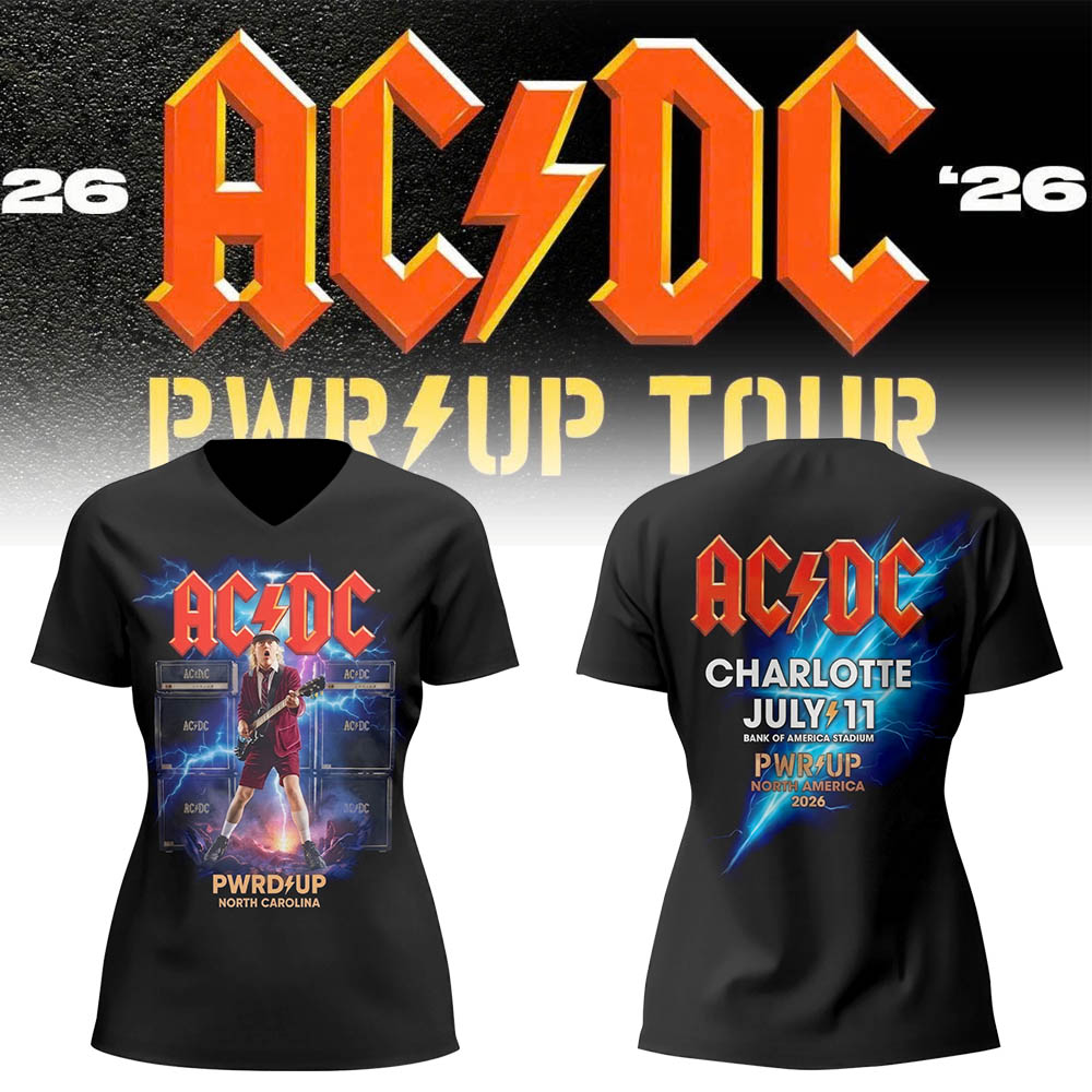 Limited Edition POWER UP Tour 2026 At Bank of America Stadium Vneck Shirt