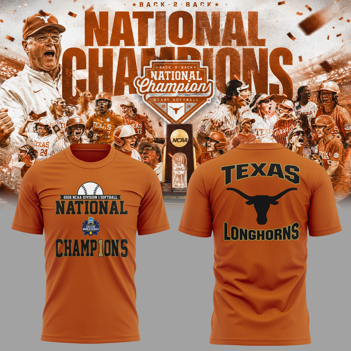 Limited Edition Longhorns 2026 Softball National Champions π₯π€π Shirt