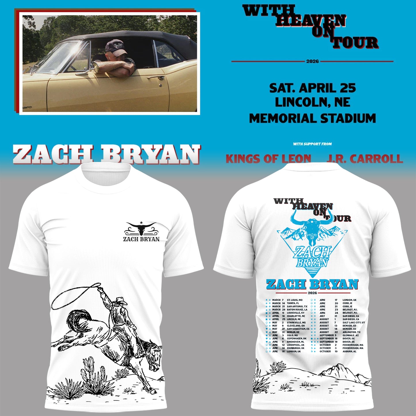 Limited Edition “With Heaven On Tour 2026” at Memorial Stadium Shirt