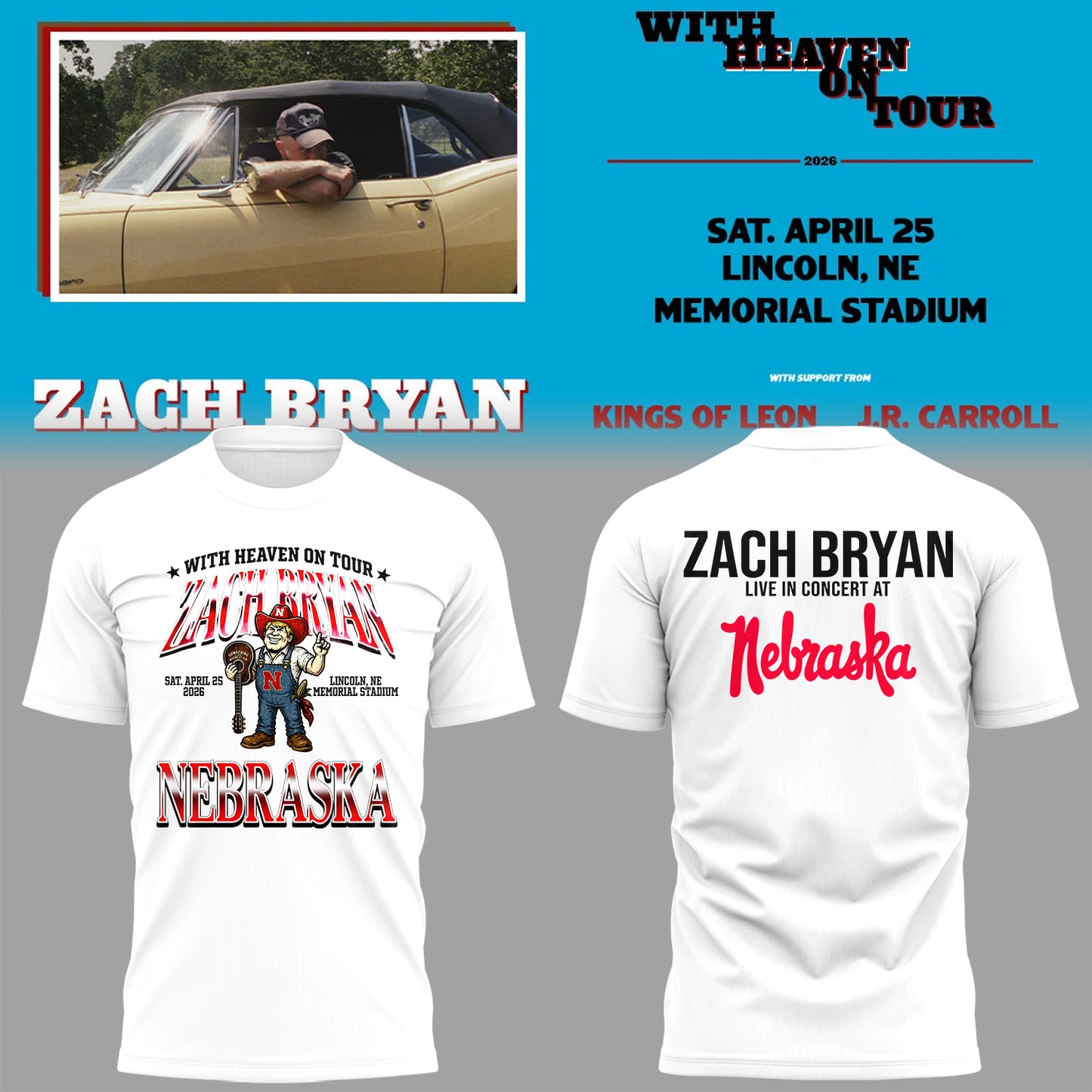 Limited Edition “With Heaven On Tour 2026” at Memorial Stadium Shirt