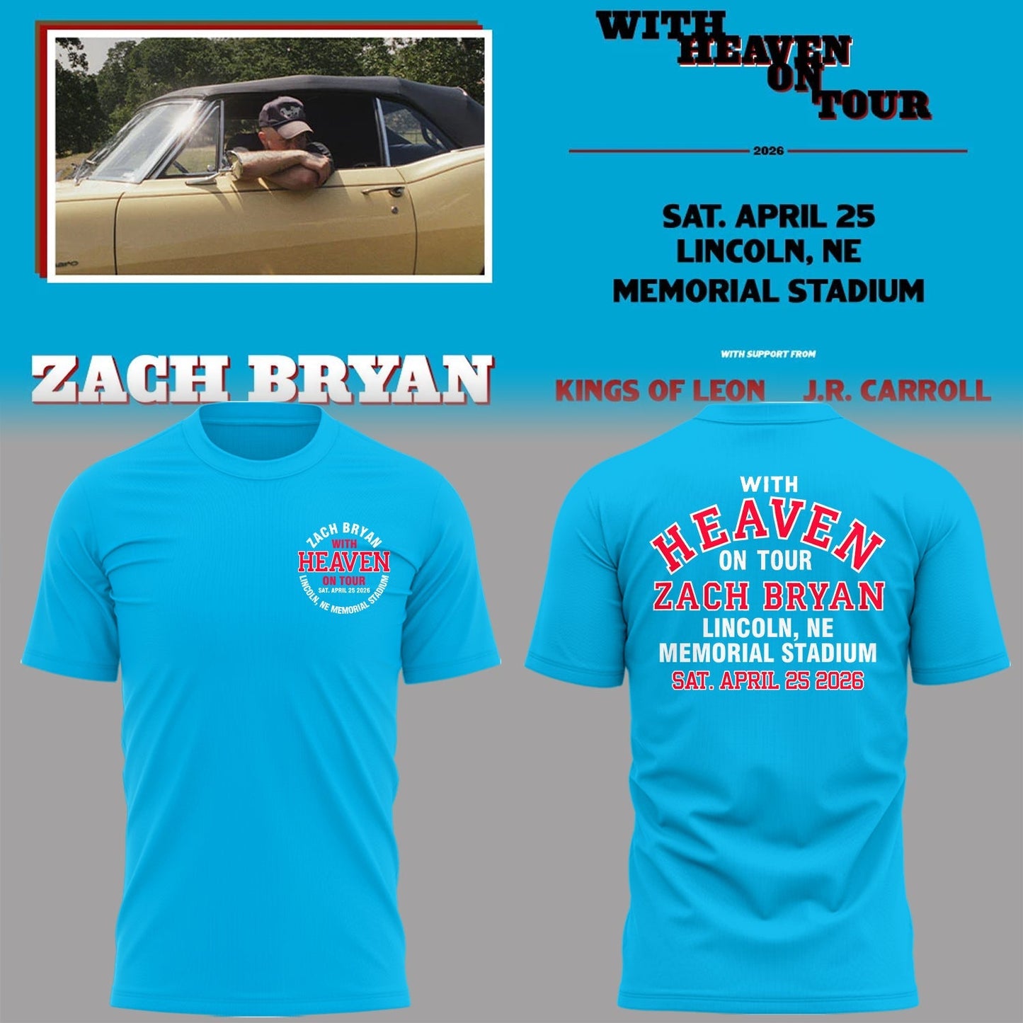 Limited Edition “With Heaven On Tour 2026” at Memorial Stadium Tshirt