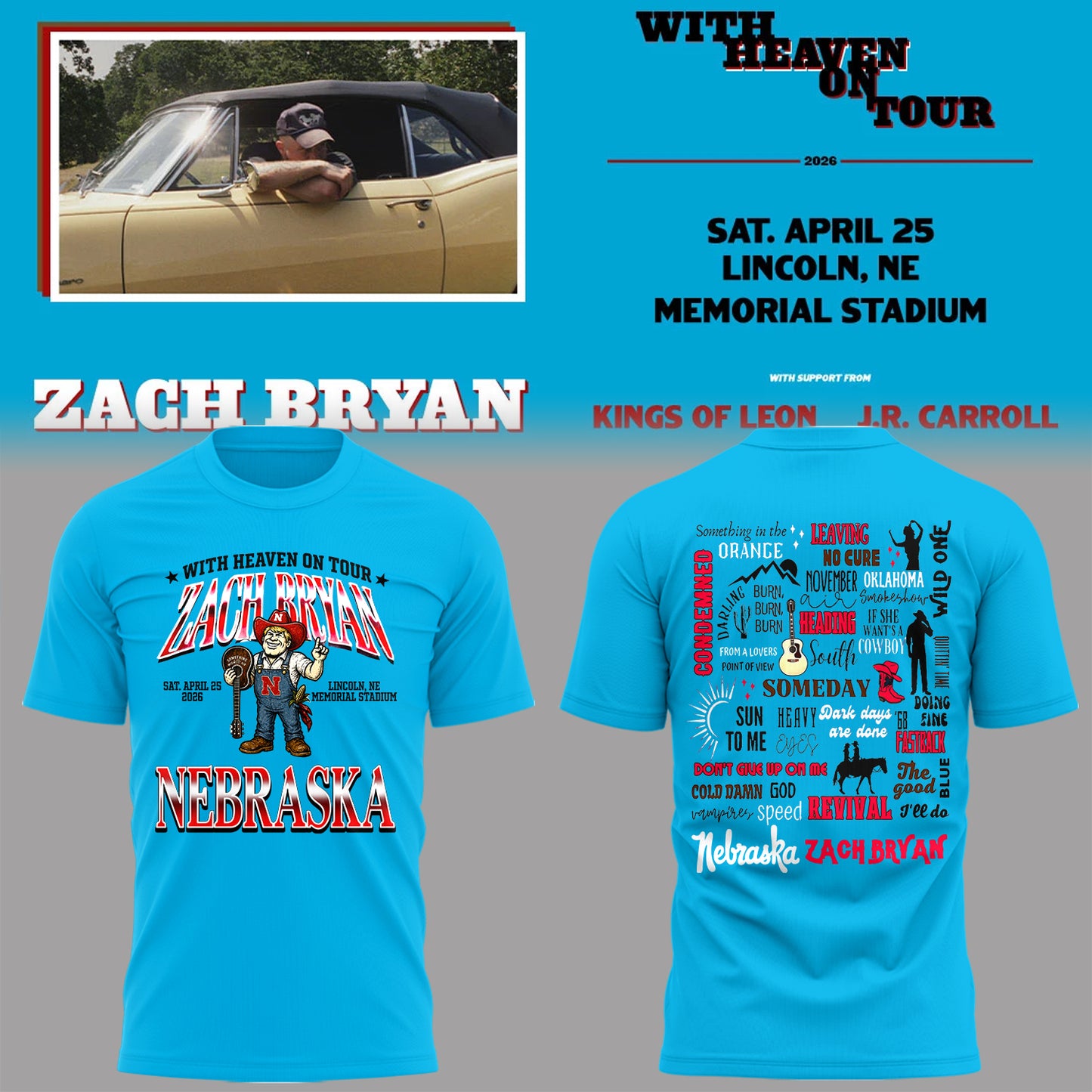 Limited Edition “With Heaven On Tour 2026” at Memorial Stadium Shirt
