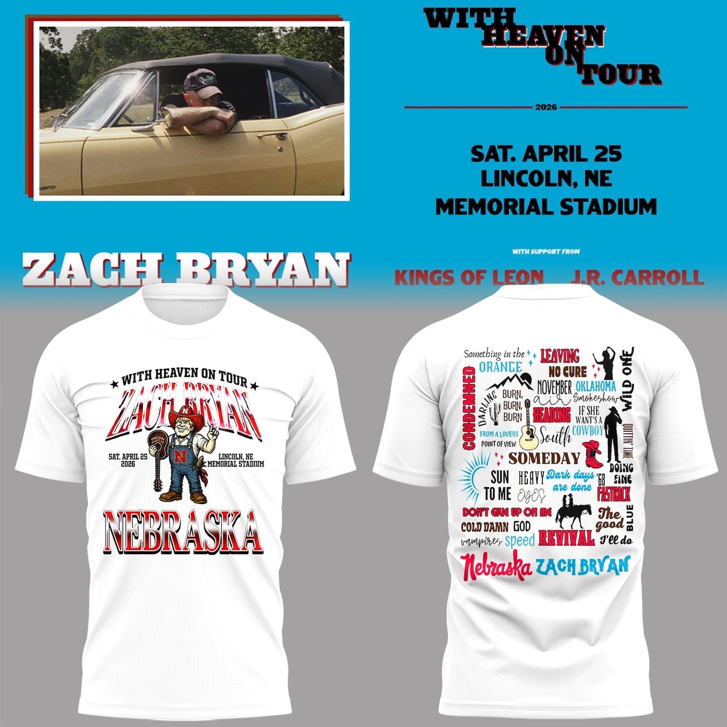 Limited Edition “With Heaven On Tour 2026” at Memorial Stadium Tshirt