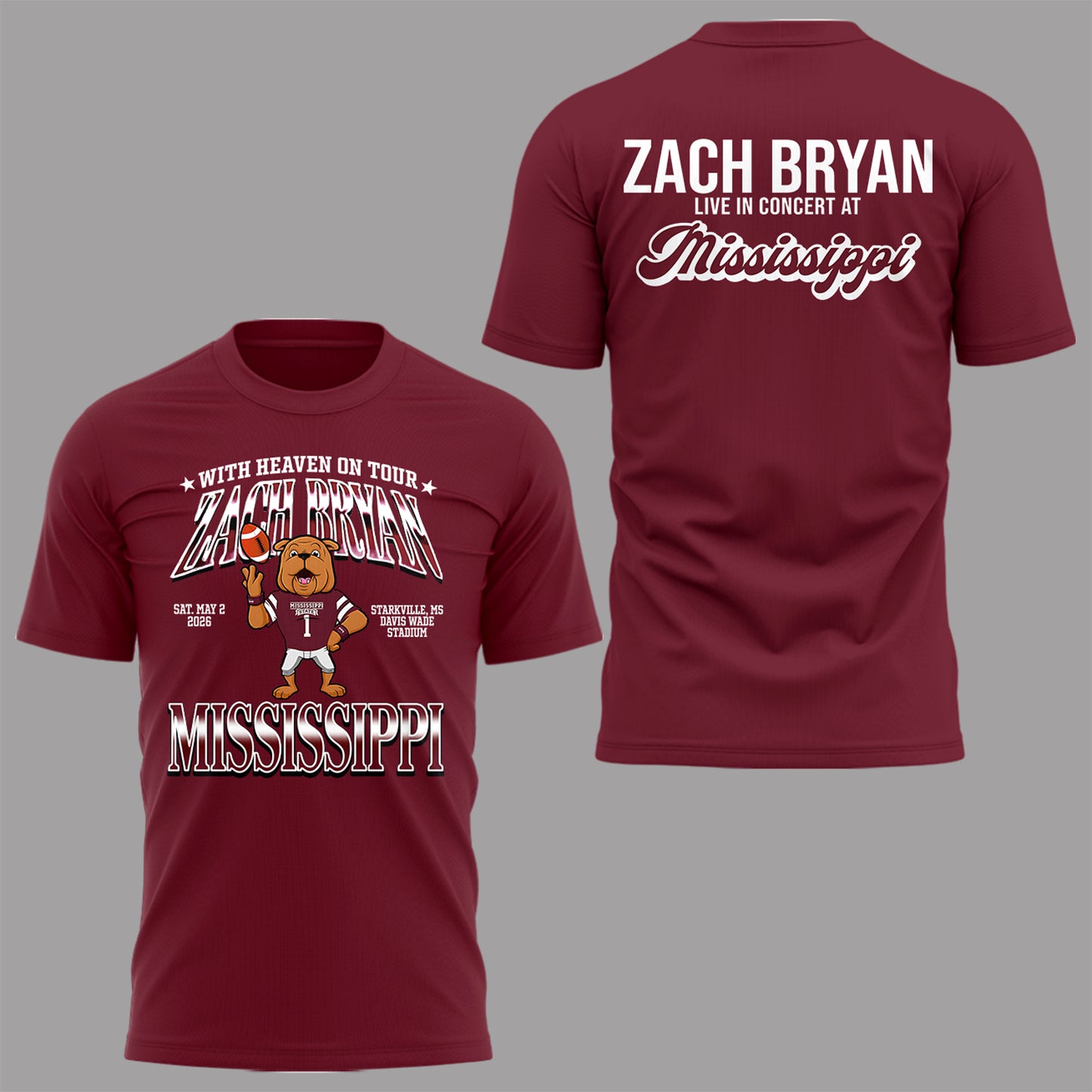 Limited Edition “With Heaven On Tour 2026” at Davis Wade Stadium Shirt