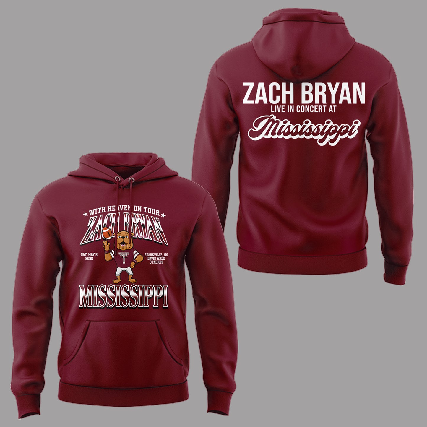 Limited Edition “With Heaven On Tour 2026” at Davis Wade Stadium Hoodie