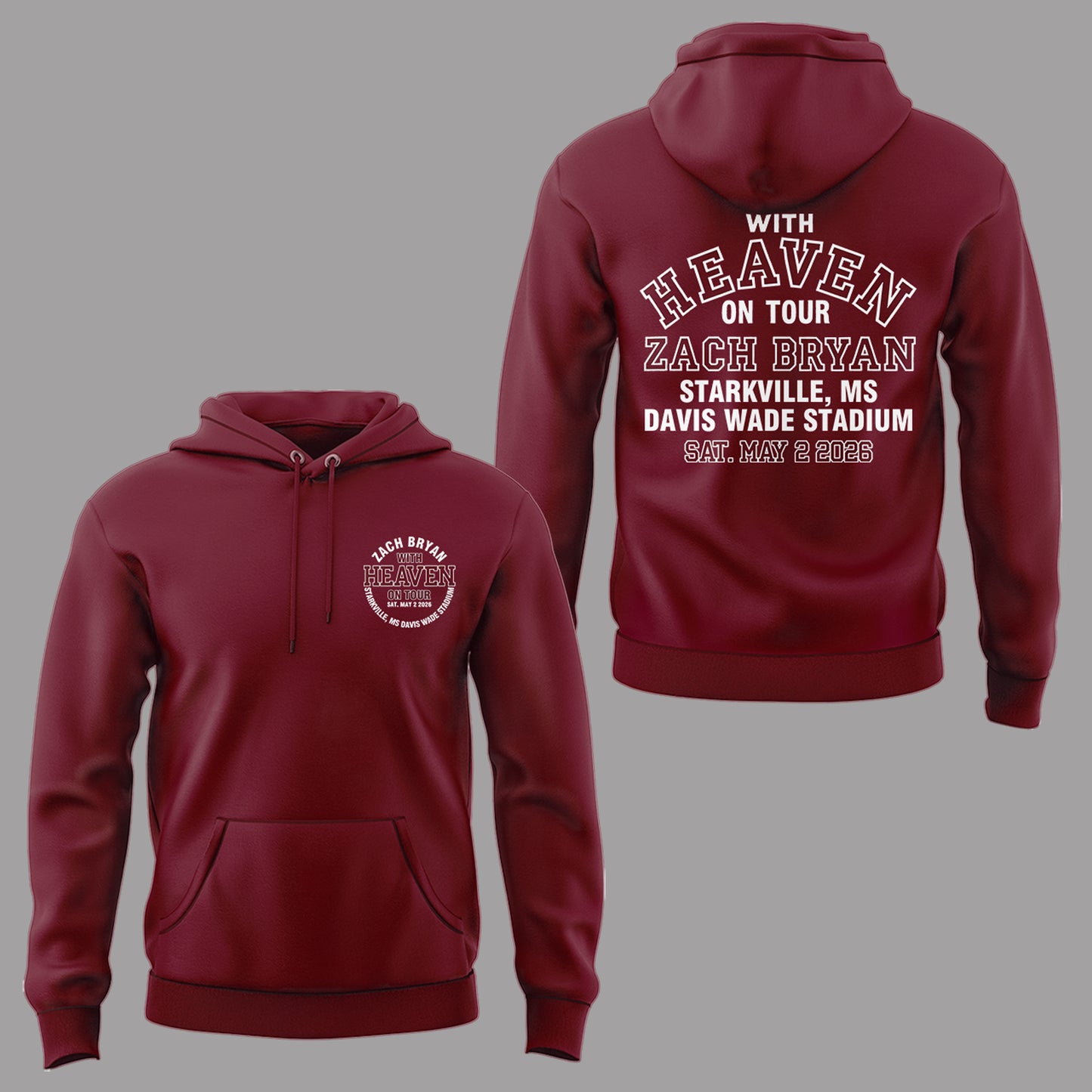 Limited Edition “With Heaven On Tour 2026” at Davis Wade Stadium Hoodie