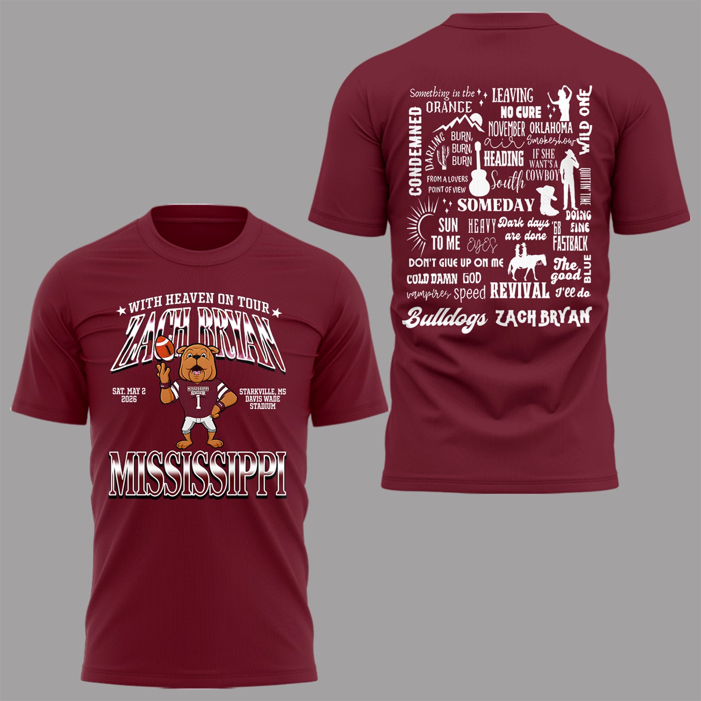 Limited Edition “With Heaven On Tour 2026” at Davis Wade Stadium Shirt