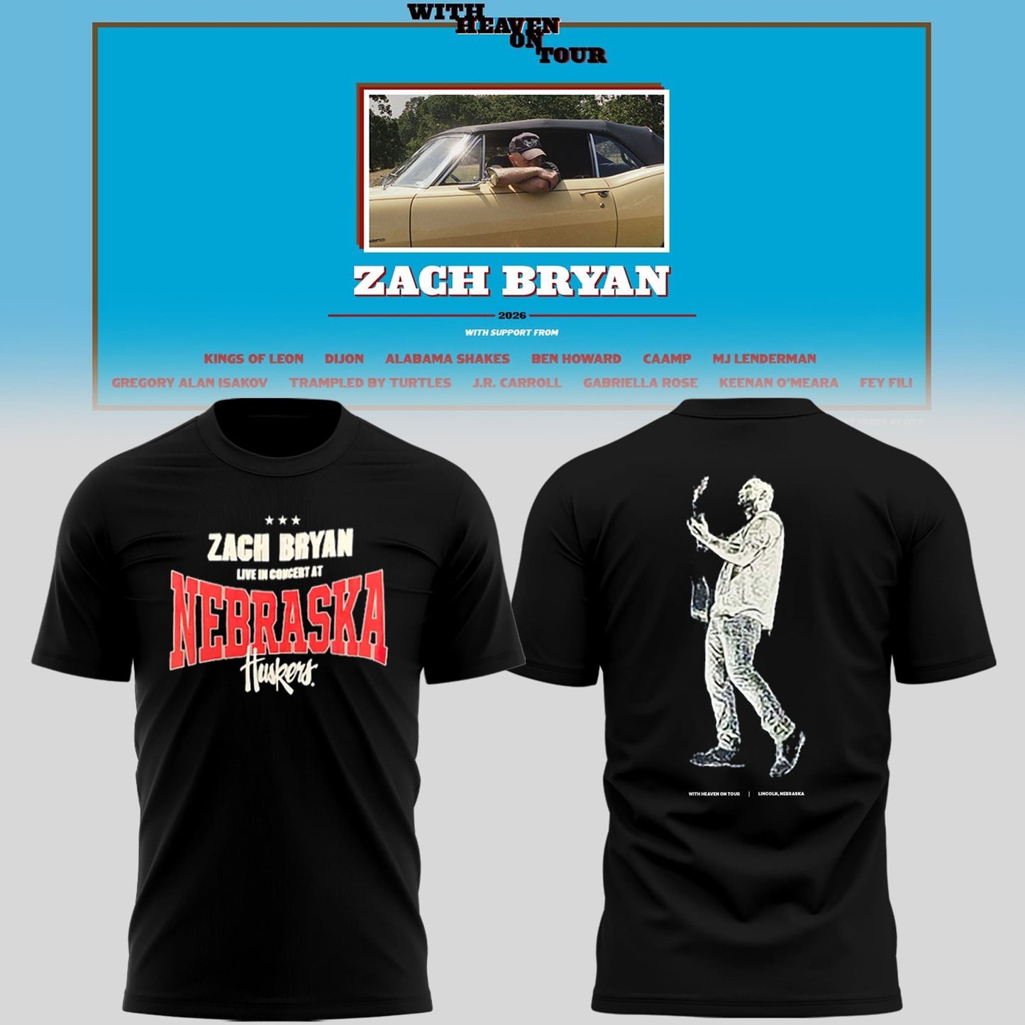 Limited Edition “With Heaven On Tour 2026.” at Memorial Stadium Shirt-PU26042501