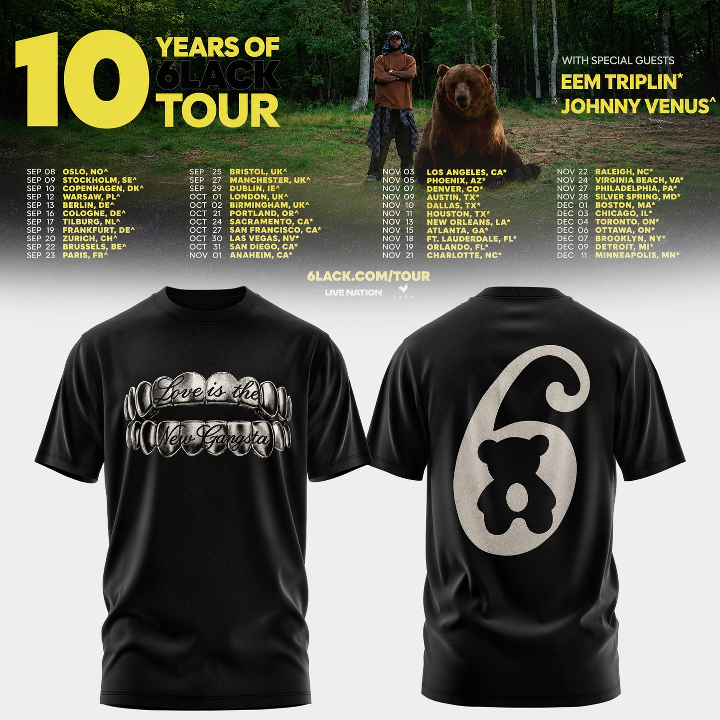 10 Years of 6LACK Tour T-shirt