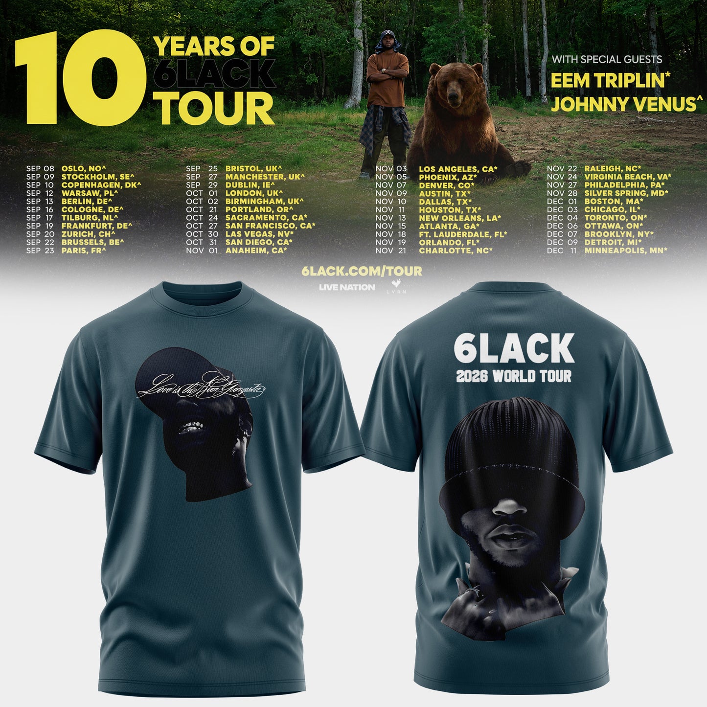 10 Years of 6LACK Tour T-shirt
