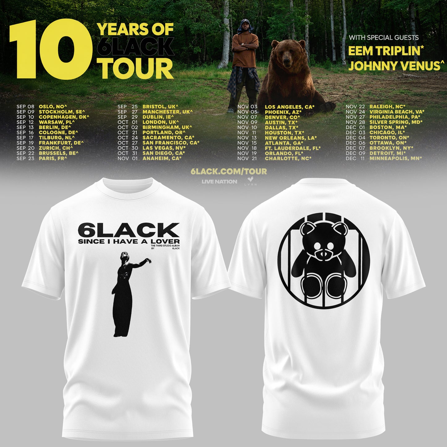 10 Years of 6LACK Tour T-shirt