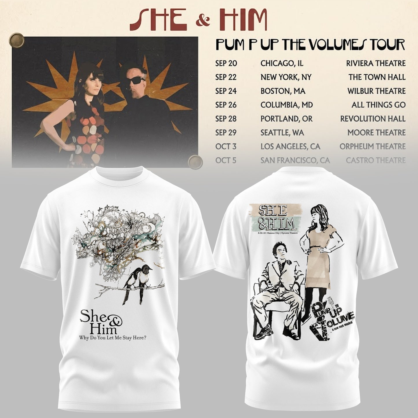 SHE & HIM – PUMP UP THE VOLUME COLLECTION TEE