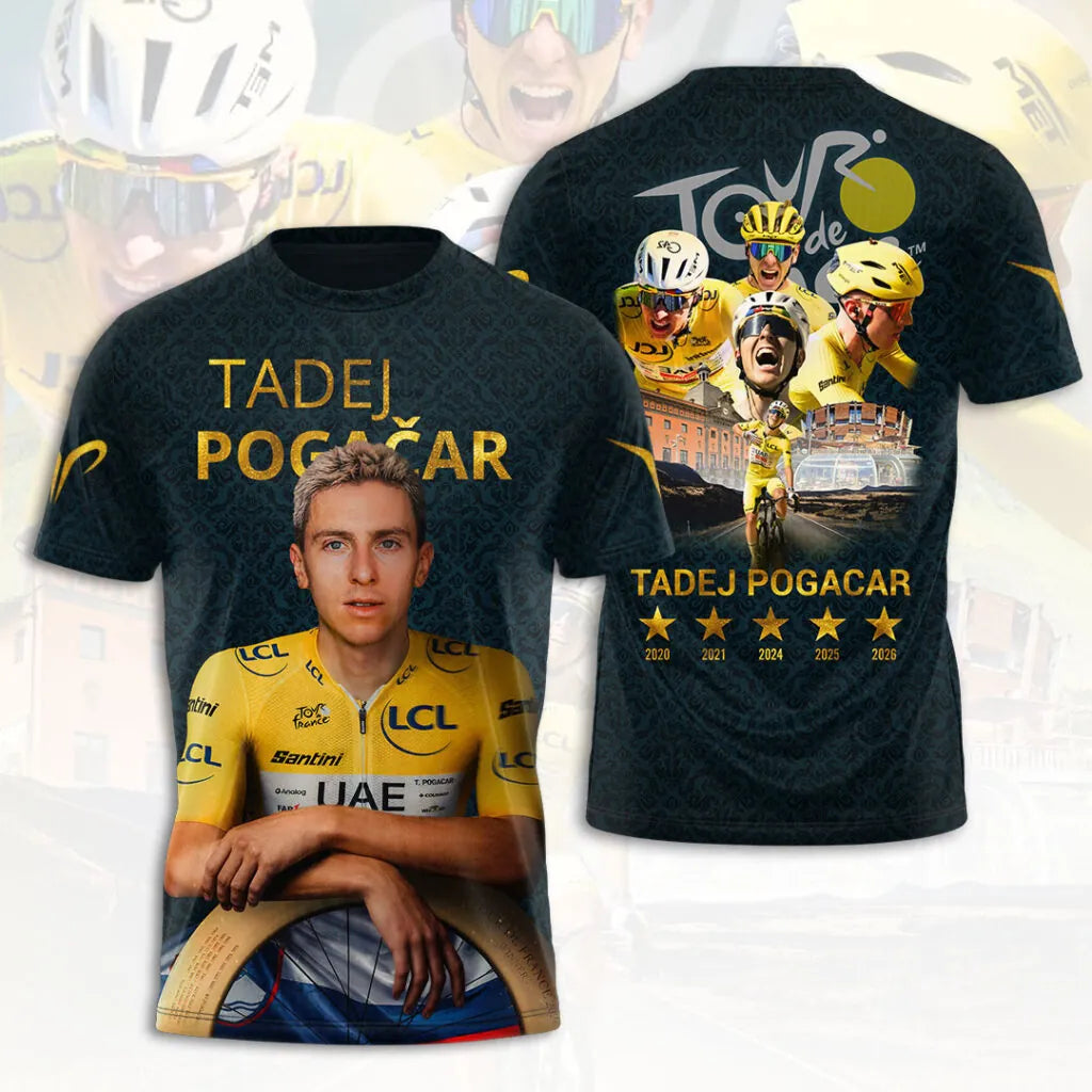 Limited Editon Tadej Pogacar 2026 5X Tour de France Winner Shirt