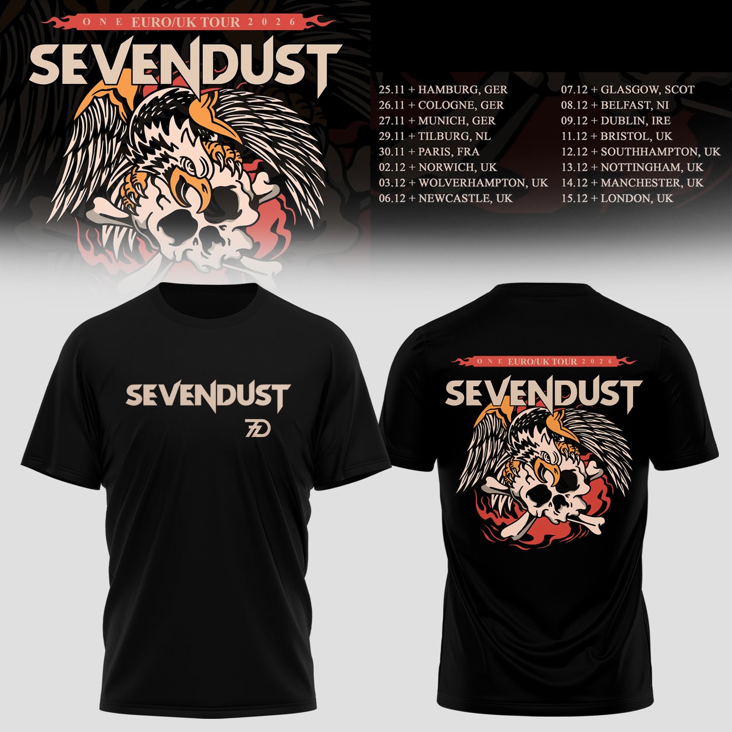 Sevendust 2026 Europe & UK Tour Limited T-shirt