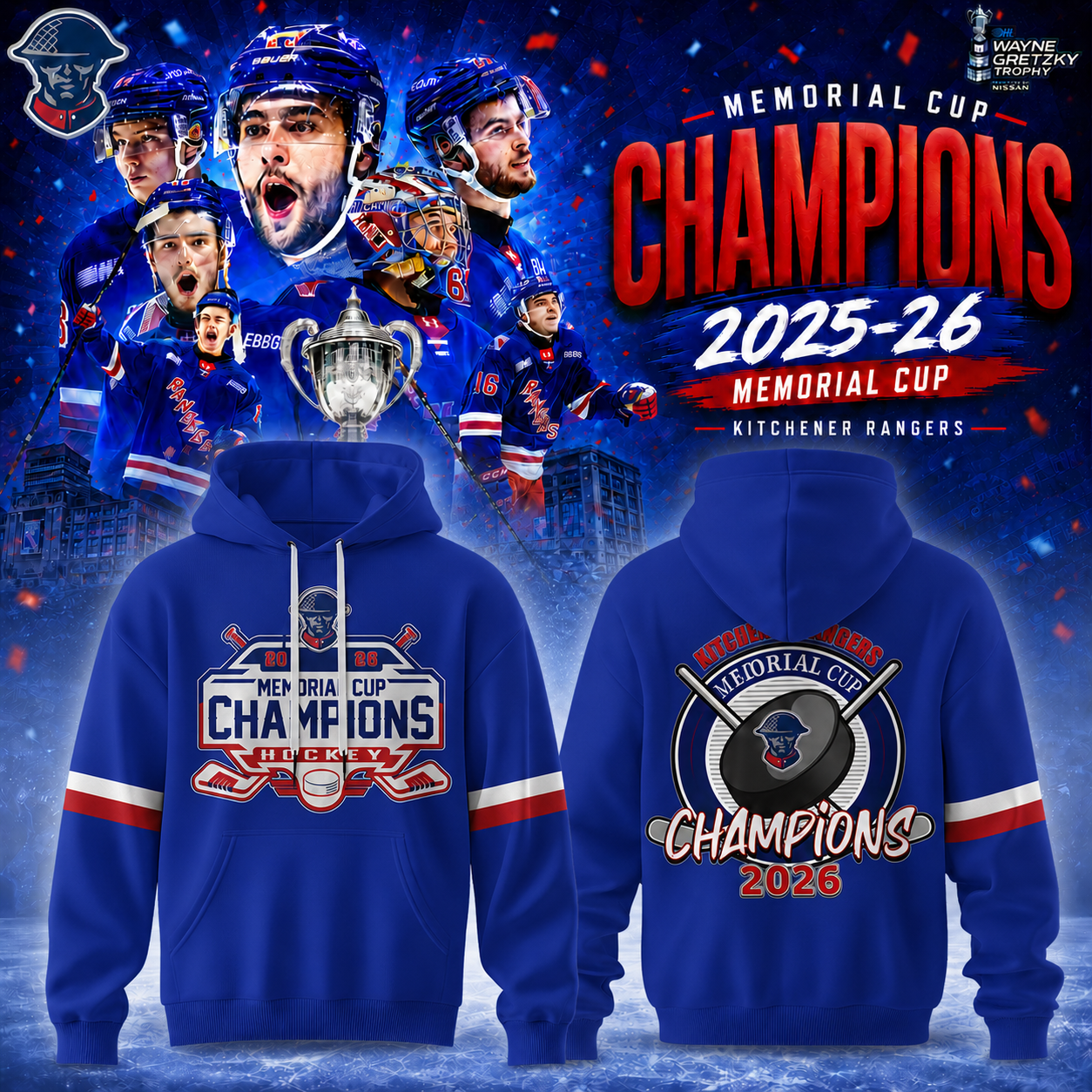 Kitchener Rangers 2026 Championship Memorial Cup White Hoodie