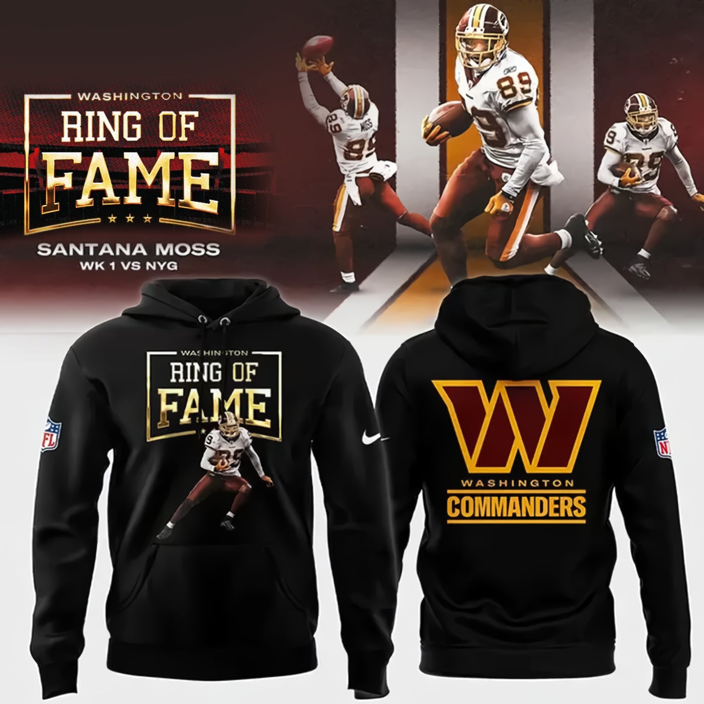 Washington Commanders Santana Moss Ring Of Fame Edition Hoodie