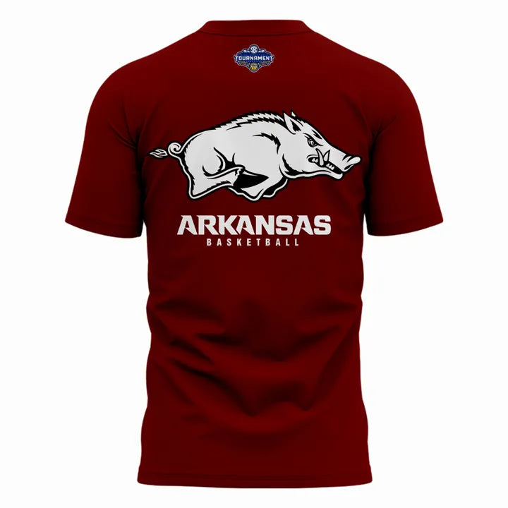 1. Arkansas Razorbacks Men's Basketball 2026 SEC Tournament Champions Locker Room Short Sleeve T-Shirt