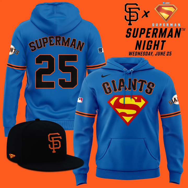 Limited Edition San Francisco Giants x Superman Night Blue Hoodie