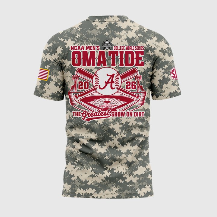 Alabama Crimson Tide 2026 Baseball College World Series OmaTide Camo T-Shirt