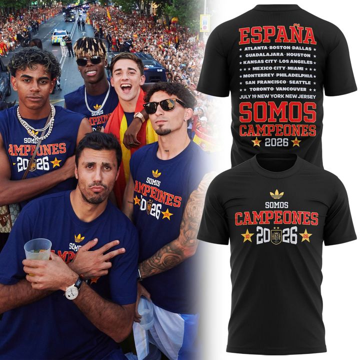 Official Spain 2026 Champions Navy Blue Shirt - Somos Campeones Football Graphic Tee - Men Women Unisex Streetwear