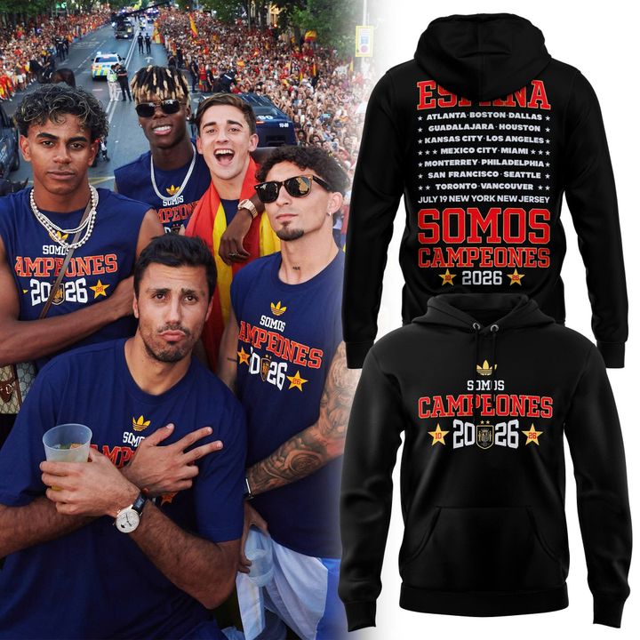 Spain Soccer Champions 2026 Hoodie | Black Somos Campeones Pullover | Football Fan Winter Gift