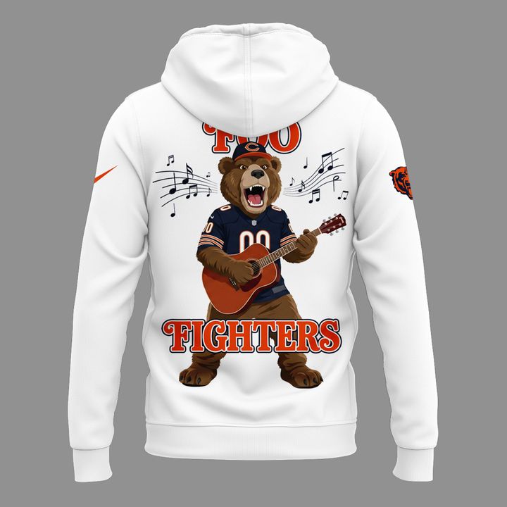 02.50. White Hoodie Foo Fighters x Chicago Bears - Take Cover Tour 2026 Hoodie