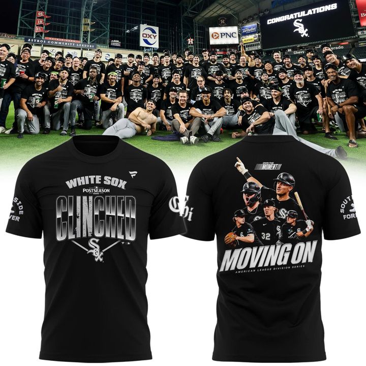 Women's Chicago White Sox Clinched Postseason T-Shirt - American League Division Series Moving On Black Tee