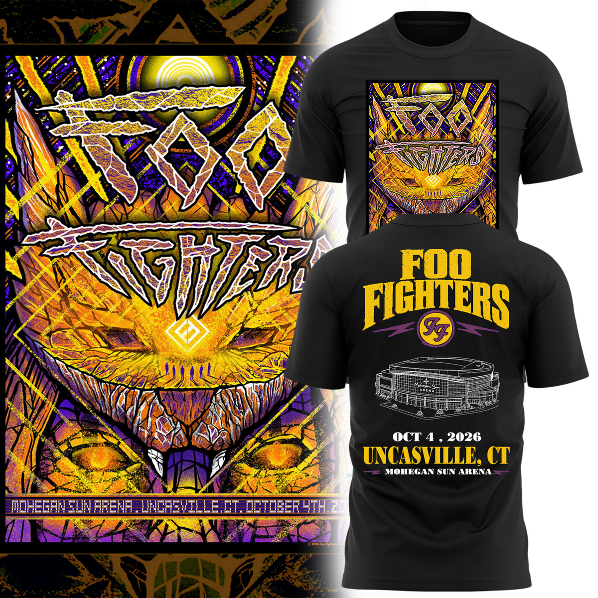 Foo Fighters Take Cover Tour 2026 T-Shirt, Mohegan Sun Arena Concert Shirt, Uncasville Connecticut Rock Music Tee