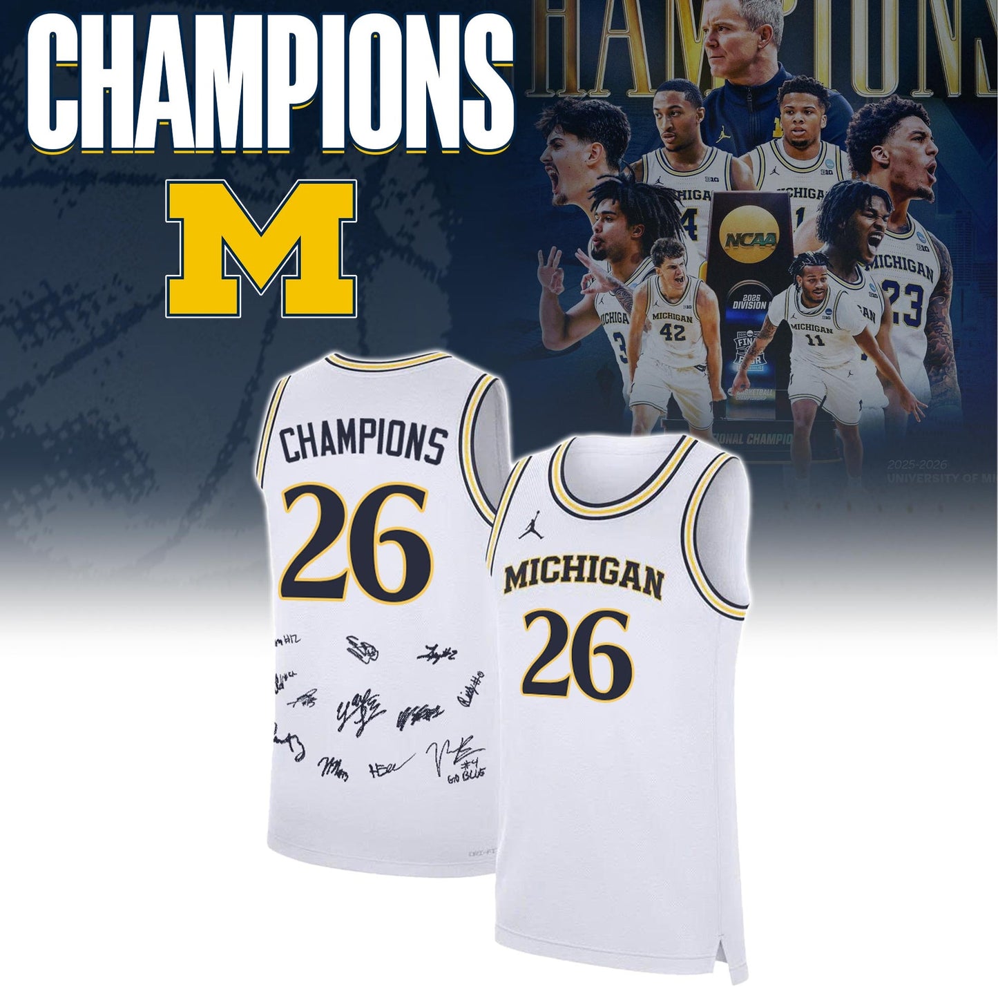 MICH Special Basketball Champions 2026 Limited Edition White Jersey